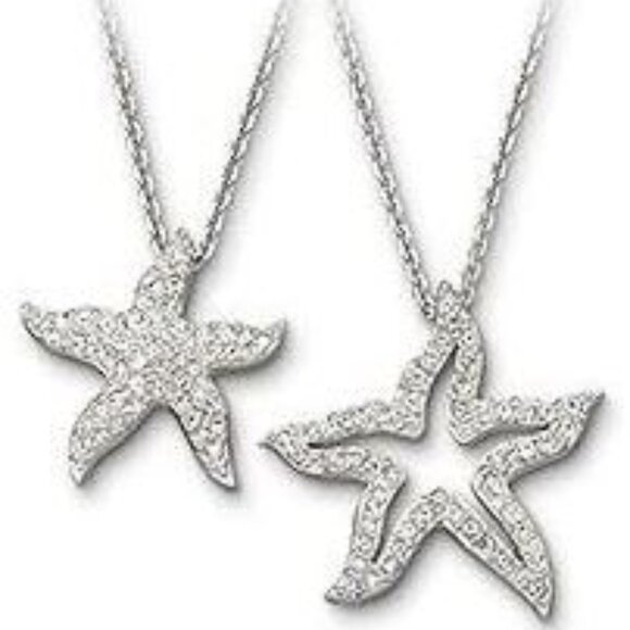 Swarovski Holly Starfish Double Strand Rhodium-Plated Silver Necklace - Picture 7 of 7